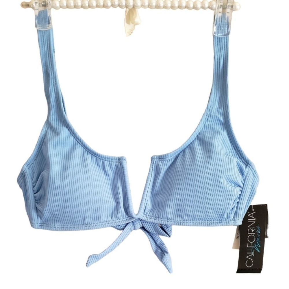 California Waves Bikini Top Turquoise Blue Womens Sz M Bralette Swimwear New